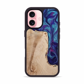 Scratch Proof Screen Guard Iphone 16 Wood Phone Case - Lottie (Purple, 773361)