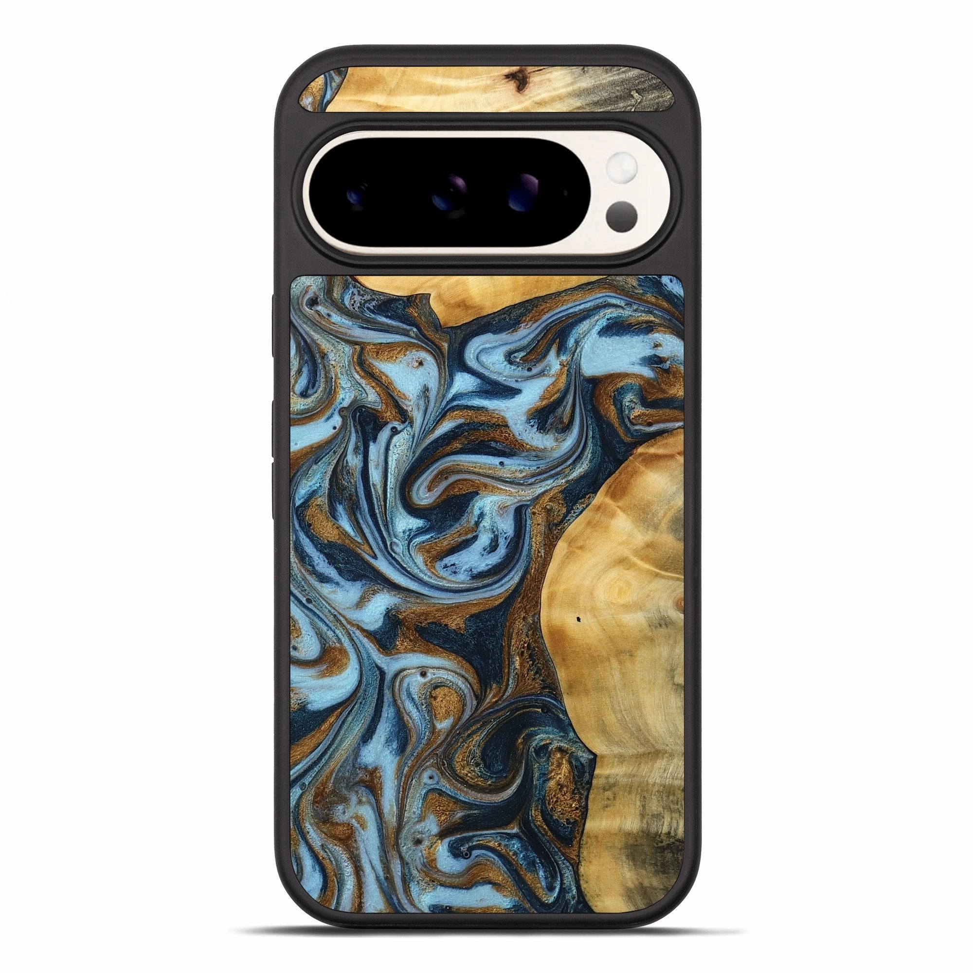 Anti Finger Grease Pixel 10 Pro Xl Wood Phone Case - Luvenia (Teal & Gold, 772350)