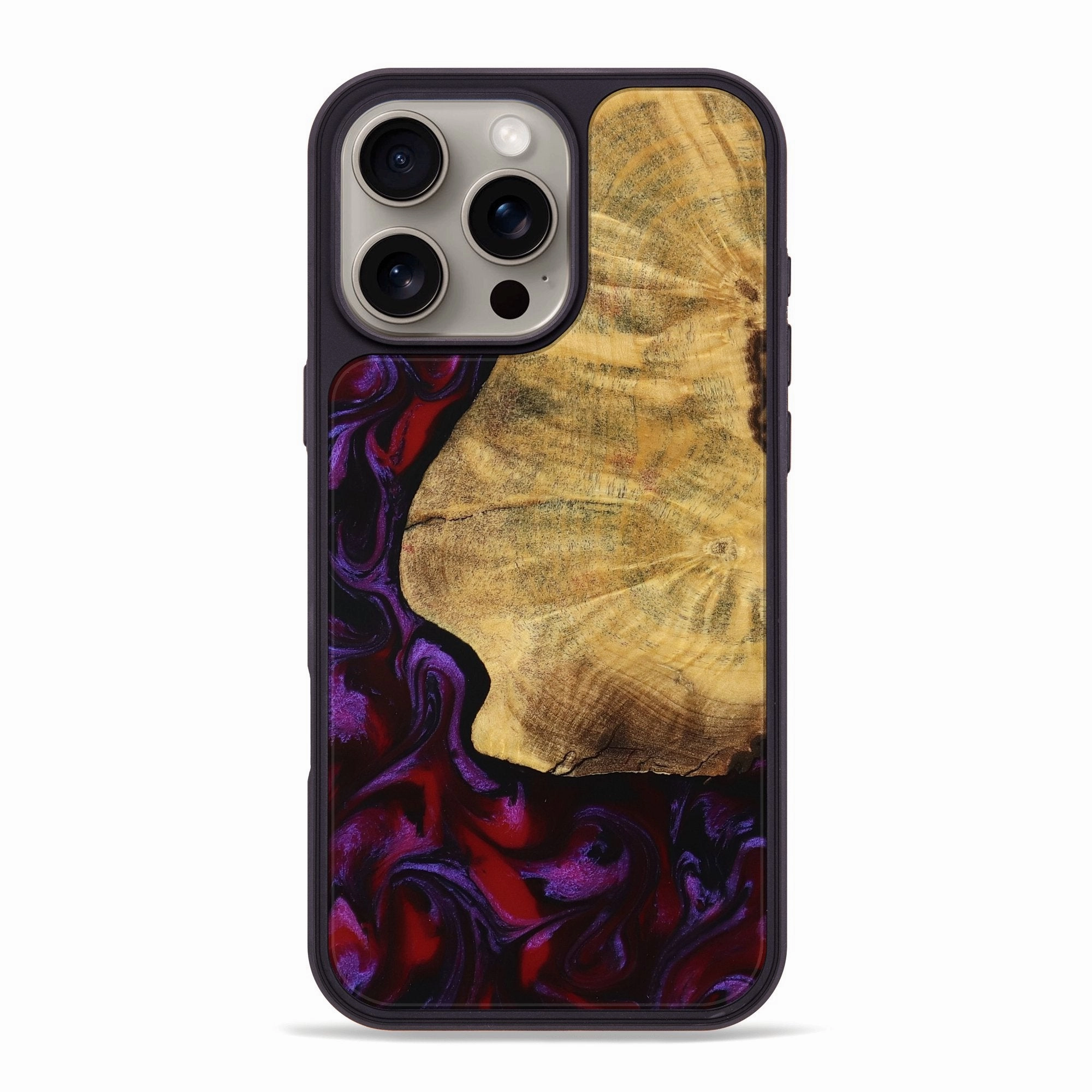 Iphone 16 Pro Max Wood Phone Case - Carie (Purple, 763944) Soft Edge Anti Static Film