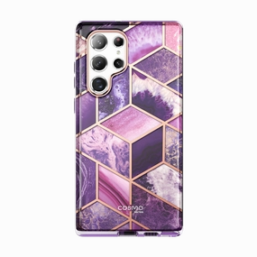 Galaxy S22 Ultra Cosmo Case - Marble Purple Smooth Touch Anti Finger Mark