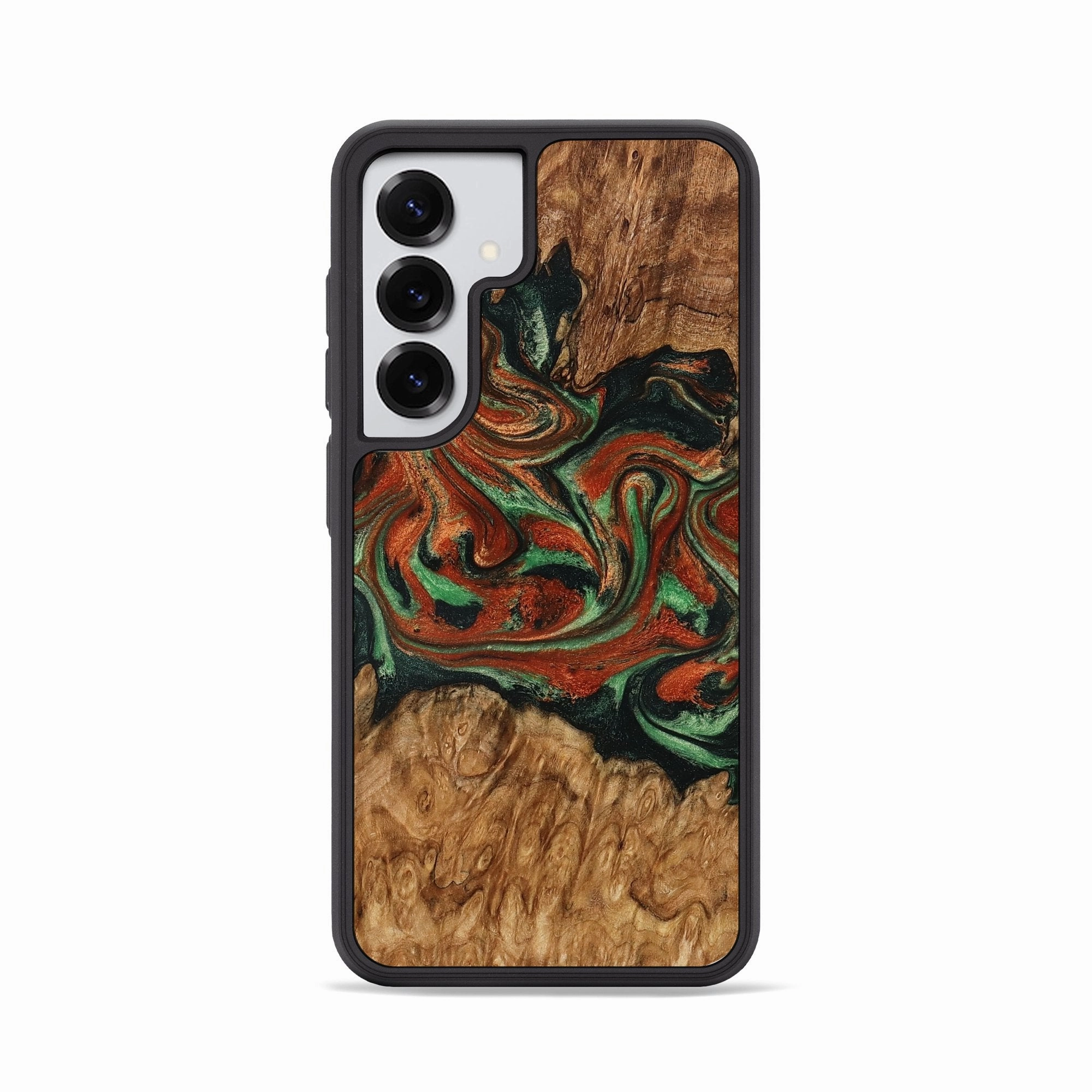 Galaxy S25 Wood Phone Case - Kaisen (Green, 779800) Tempered Screen Protector Impact Protection