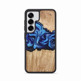 Galaxy S25 Wood Phone Case - Vera (Blue, 776673) Anti Finger Oil Coating Dustproof Cover