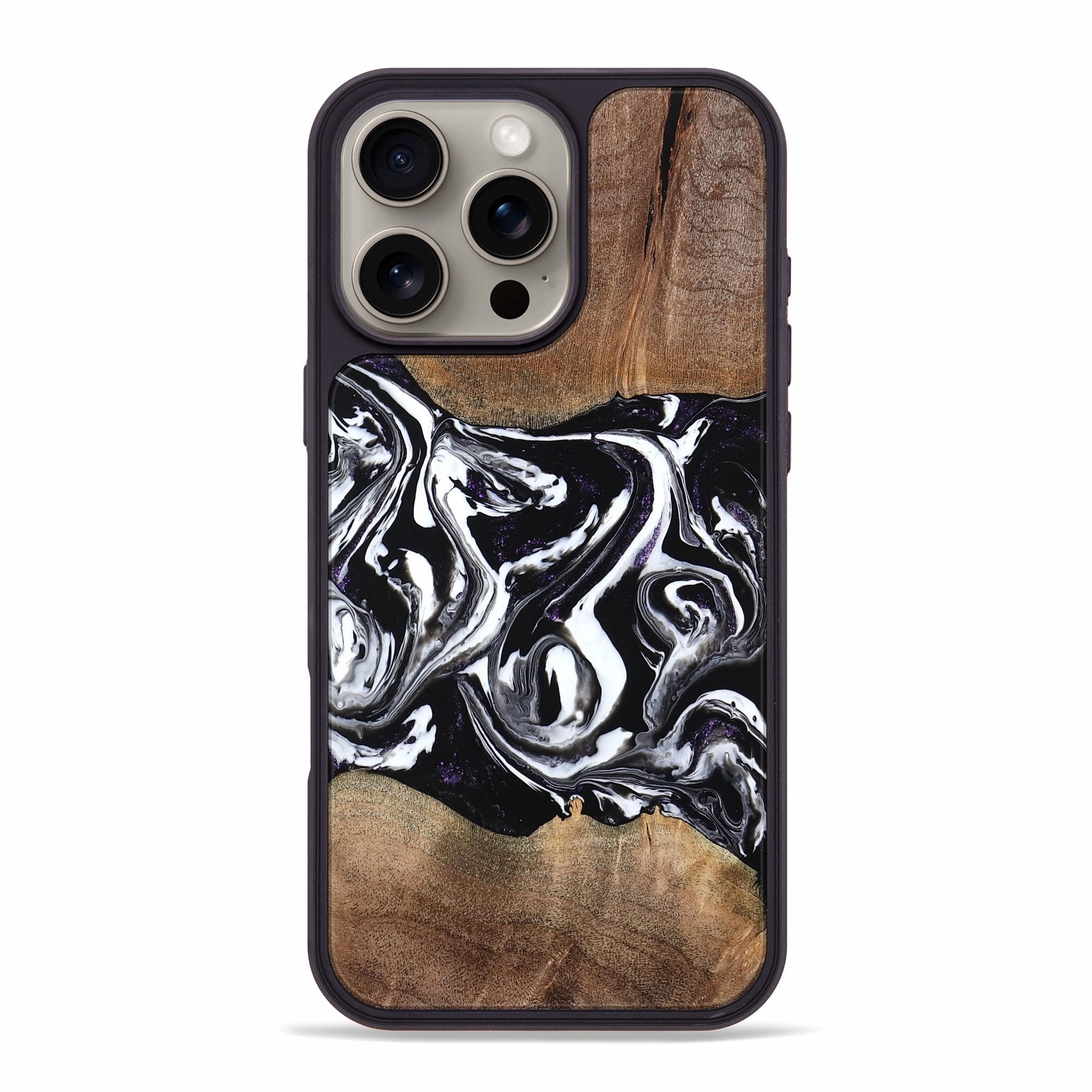 Soft Edge Iphone 16 Pro Max Wood Phone Case - Justin (Black & White, 769057)