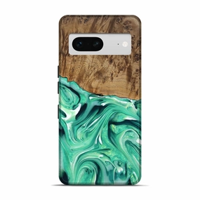 Fingerprint Repellent Anti Scratch Screen Pixel 7 Wood Live Edge Phone Case - Rafael (Green, 762316)