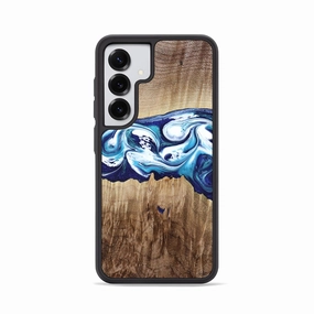 Galaxy S25 Wood Phone Case - Miller (Blue, 778826) Scratch Resistant Glass
