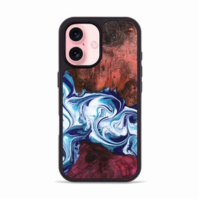 Iphone 16 Wood Phone Case - Gillian (Blue, 781805) Edge Guard Anti Static