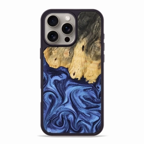 Shock Absorption Anti Finger Stain Iphone 16 Pro Max Wood Phone Case - Martina (Blue, 769782)