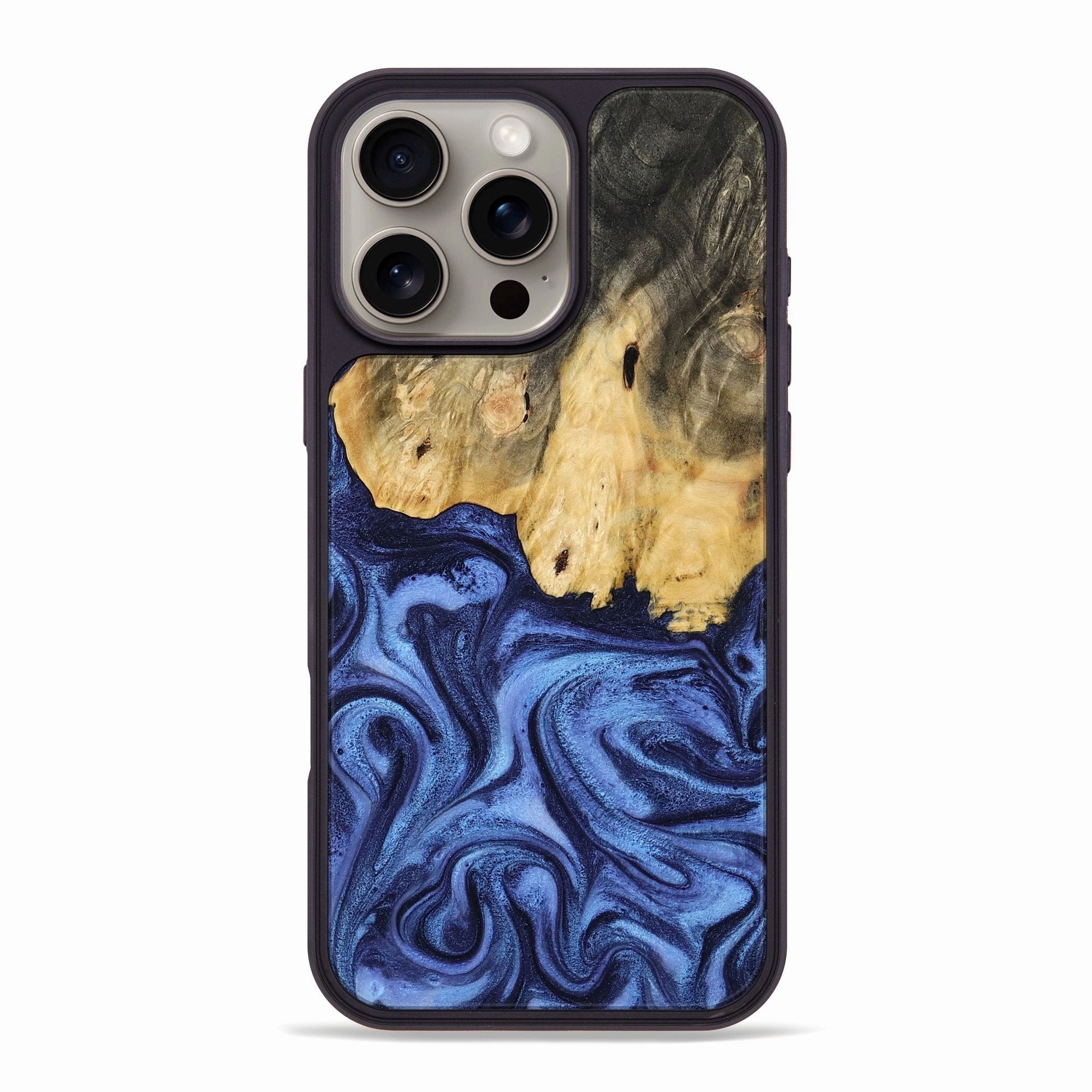 Shock Absorption Anti Finger Stain Iphone 16 Pro Max Wood Phone Case - Martina (Blue, 769782)
