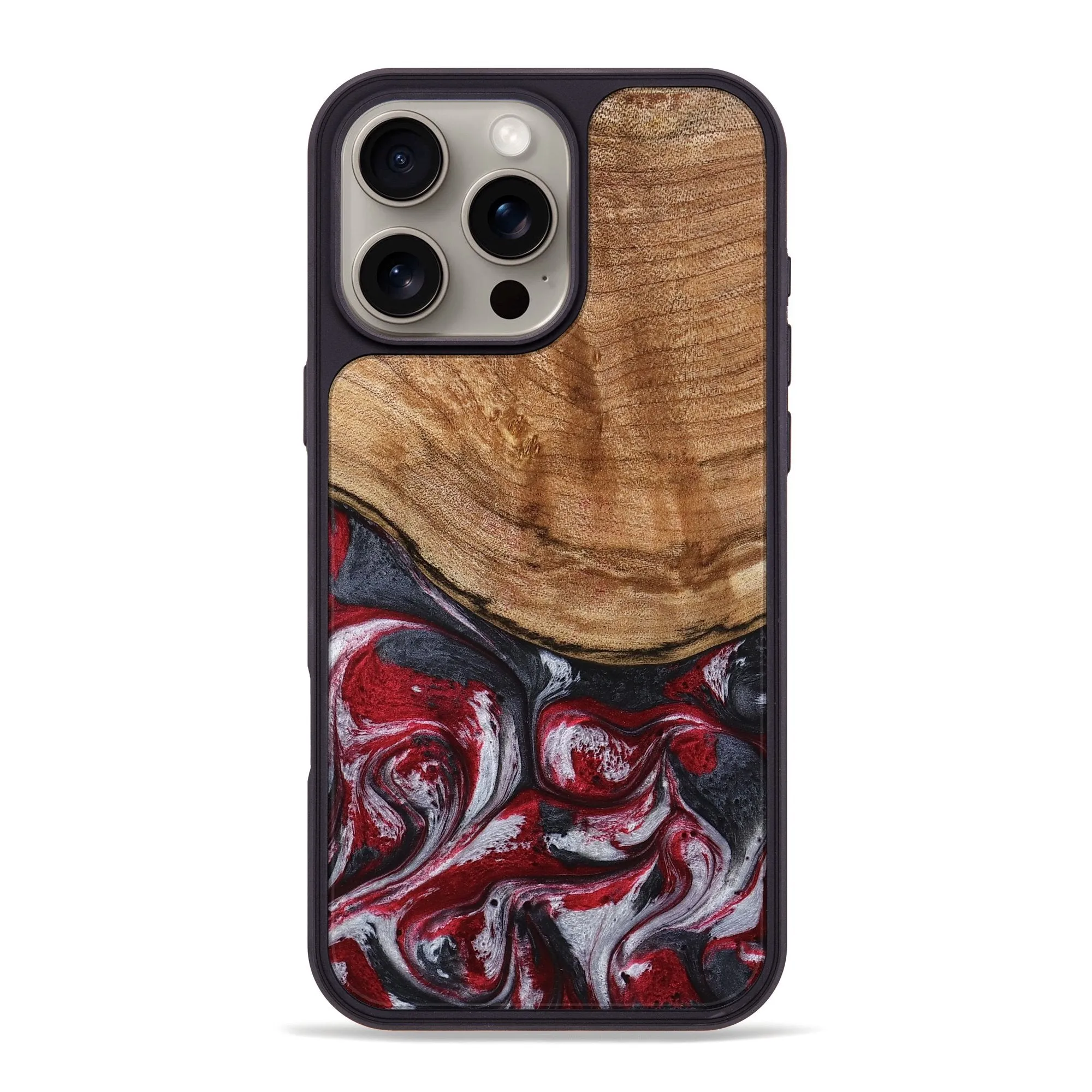 Protective Cover Reinforced Corners Iphone 16 Pro Max Wood Phone Case - Boden (Red, 775500)