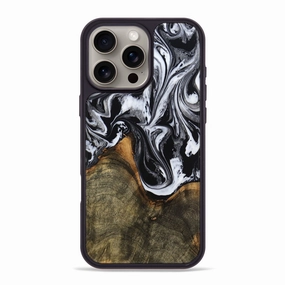 Iphone 16 Pro Max Wood Phone Case - Shanice (Black & White, 771584) Scratch Proof Anti Reflection Screen