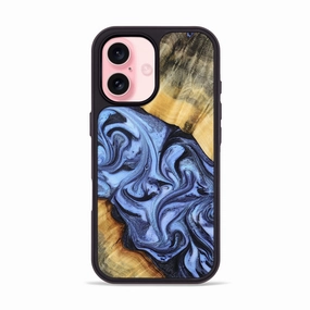 Iphone 16 Wood Phone Case - Itzel (Blue, 776680) Anti Scratch Shield Shock Guard