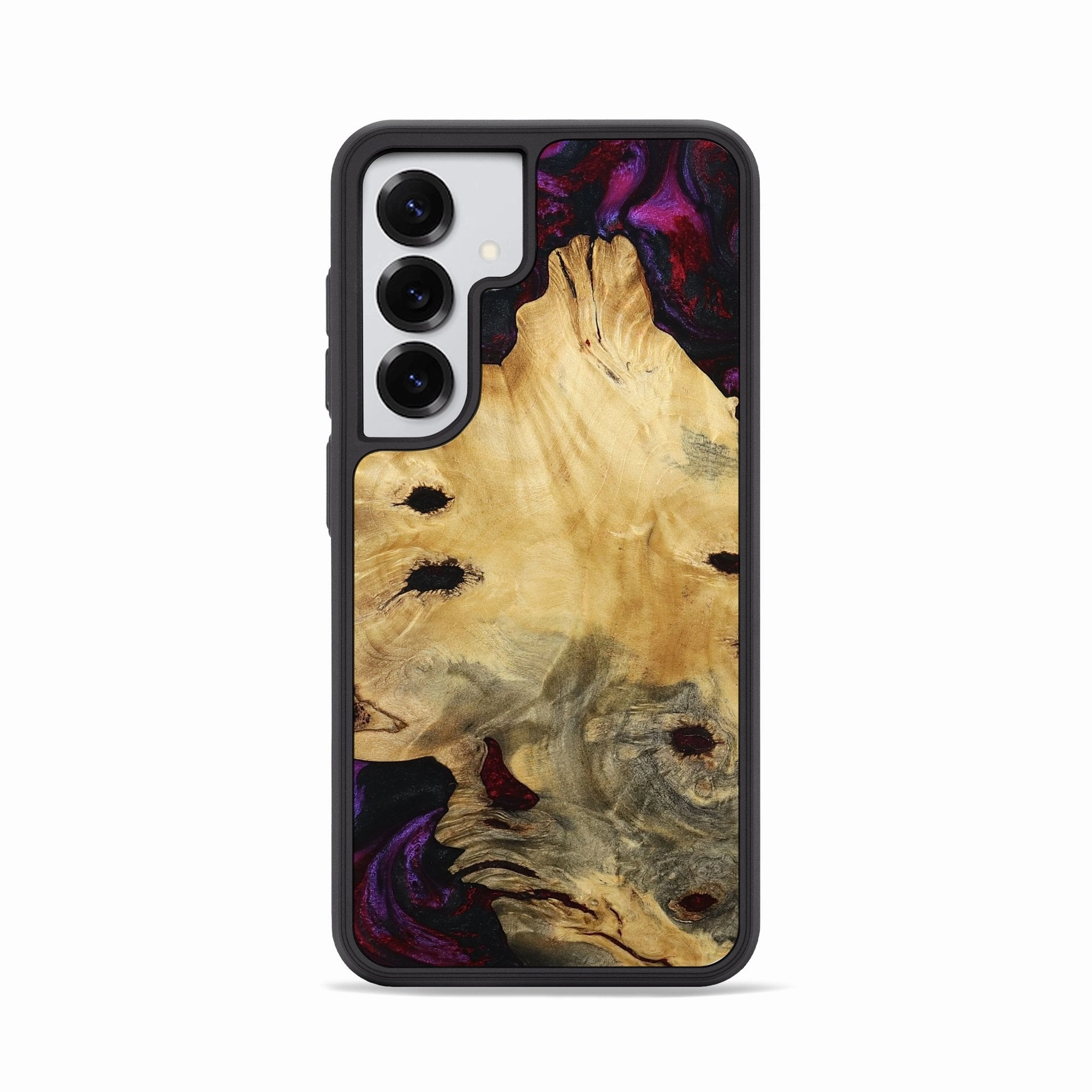 Scratch Resistant Glass Smooth Surface Galaxy S25 Wood Phone Case - Monte (Red, 780131)