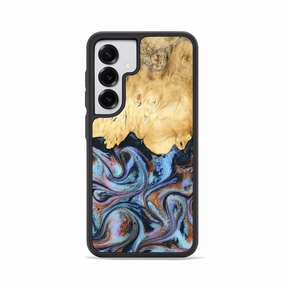 Galaxy S25 Wood Phone Case - Shad (Teal & Gold, 779558) Self Healing