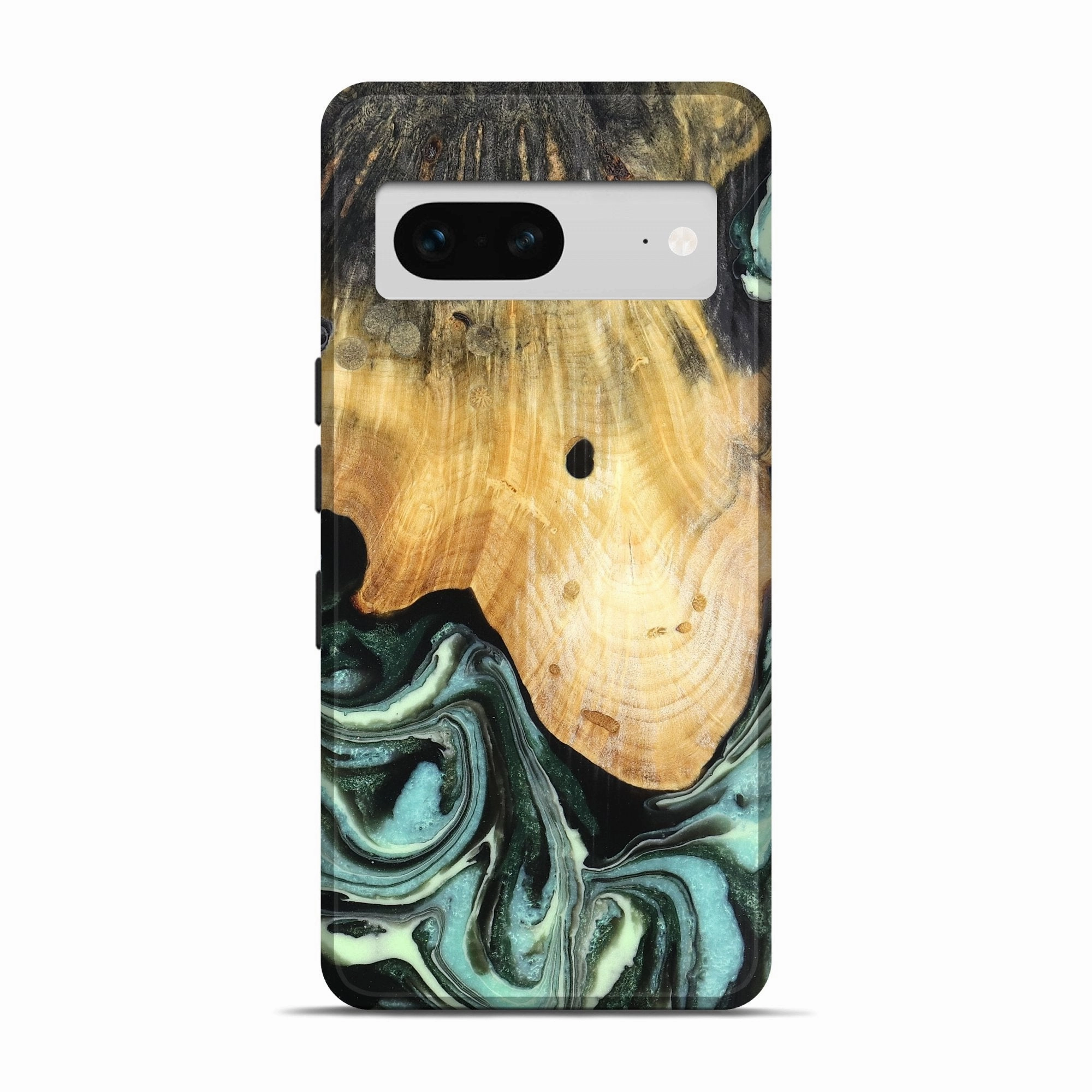 Pixel 7 Wood Live Edge Phone Case - Curtis (Green, 781025) Anti Shock Screen
