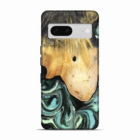 Pixel 7 Wood Live Edge Phone Case - Curtis (Green, 781025) Anti Shock Screen
