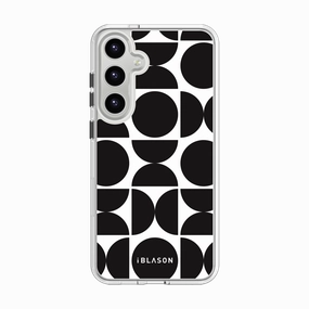 Anti Finger Oil Galaxy S23 Halo Magsafe Cute Phone Case - Black Retro Geometric