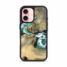 Iphone 16 Wood Phone Case - Alvie (Green, 781161) Drop Resistant