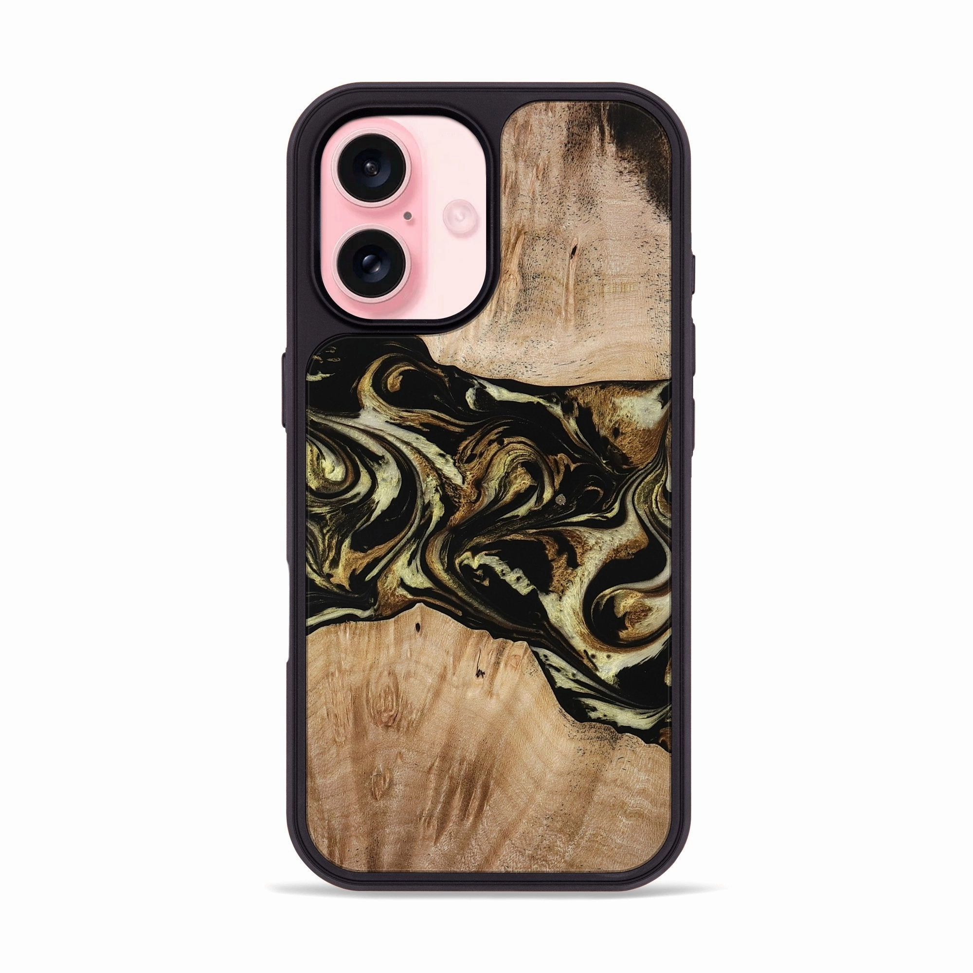 Edge to Edge Protection Iphone 16 Wood Phone Case - Tammi (Black & White, 772071)
