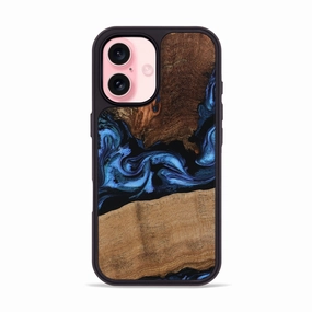 Anti Finger Smear Iphone 16 Wood Phone Case - Tony (Blue, 781786)