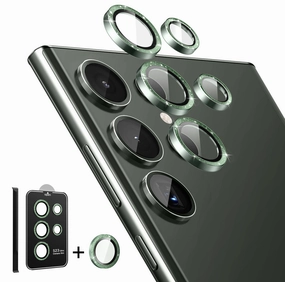 Edge Guard Anti Finger Mark Film Tempered Glass Camera Lens Protector For Galaxy S23 Ultra-Glitter Green