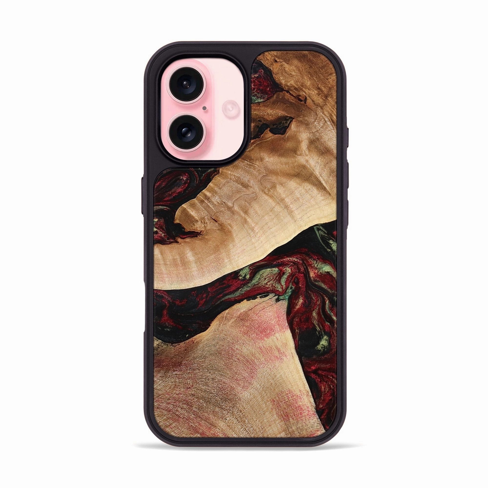 Crystal Clear Screen Iphone 16 Wood Phone Case - Solomon (Red, 777780)