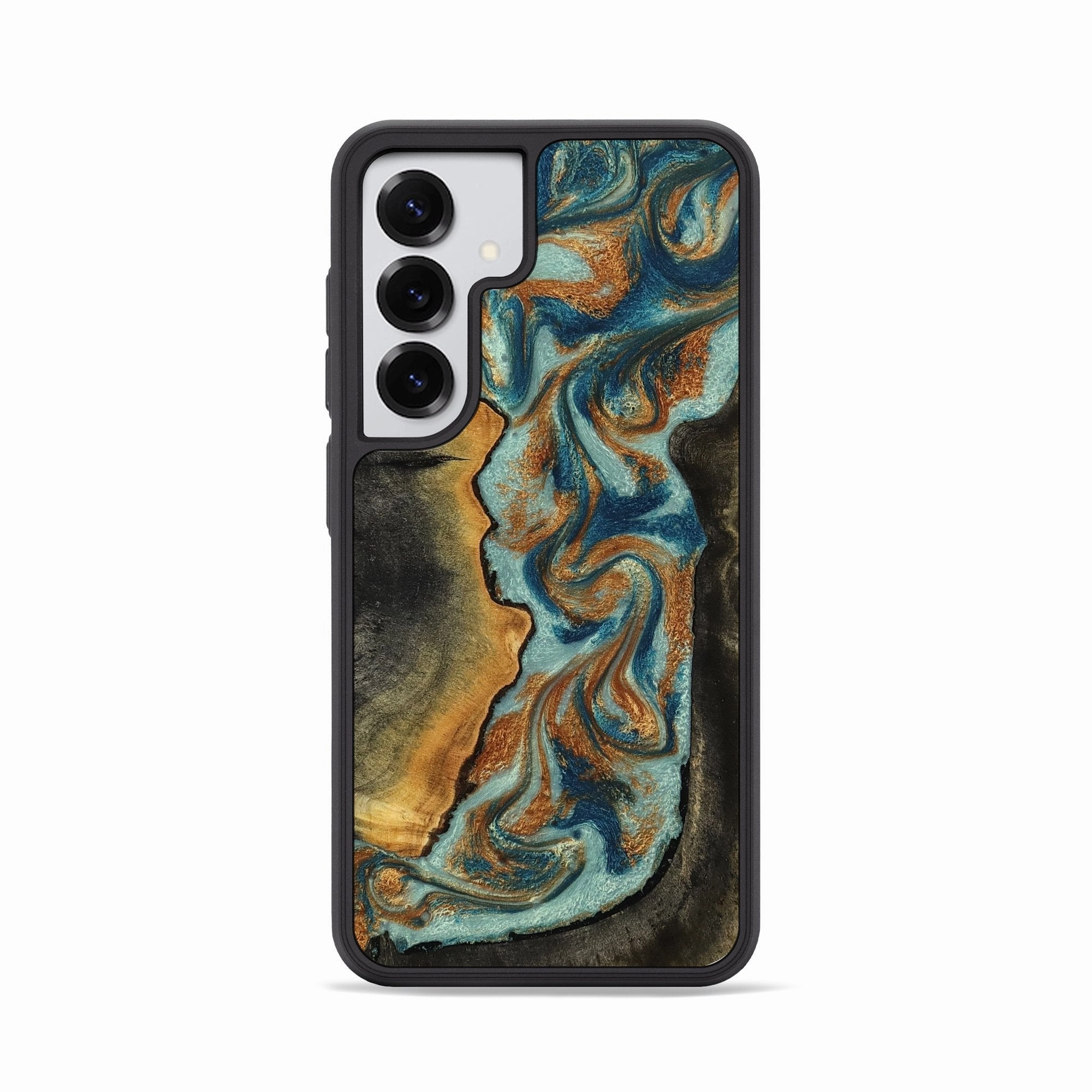 Galaxy S25 Wood Phone Case - Jayla (Teal & Gold, 780426) Ultra Slim Protector