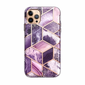 Iphone 12 Pro Cosmo Case - Marble Purple Anti Finger Oil Coating Shatterproof Glass