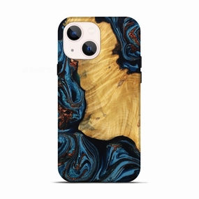 Impact Protection Anti Fog Iphone 13 Wood Live Edge Phone Case - Nova (Teal & Gold, 780323)