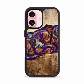 Iphone 16 Wood Phone Case - Jaliyah (Purple, 778806) Scratch Resistant Coating Anti Glare