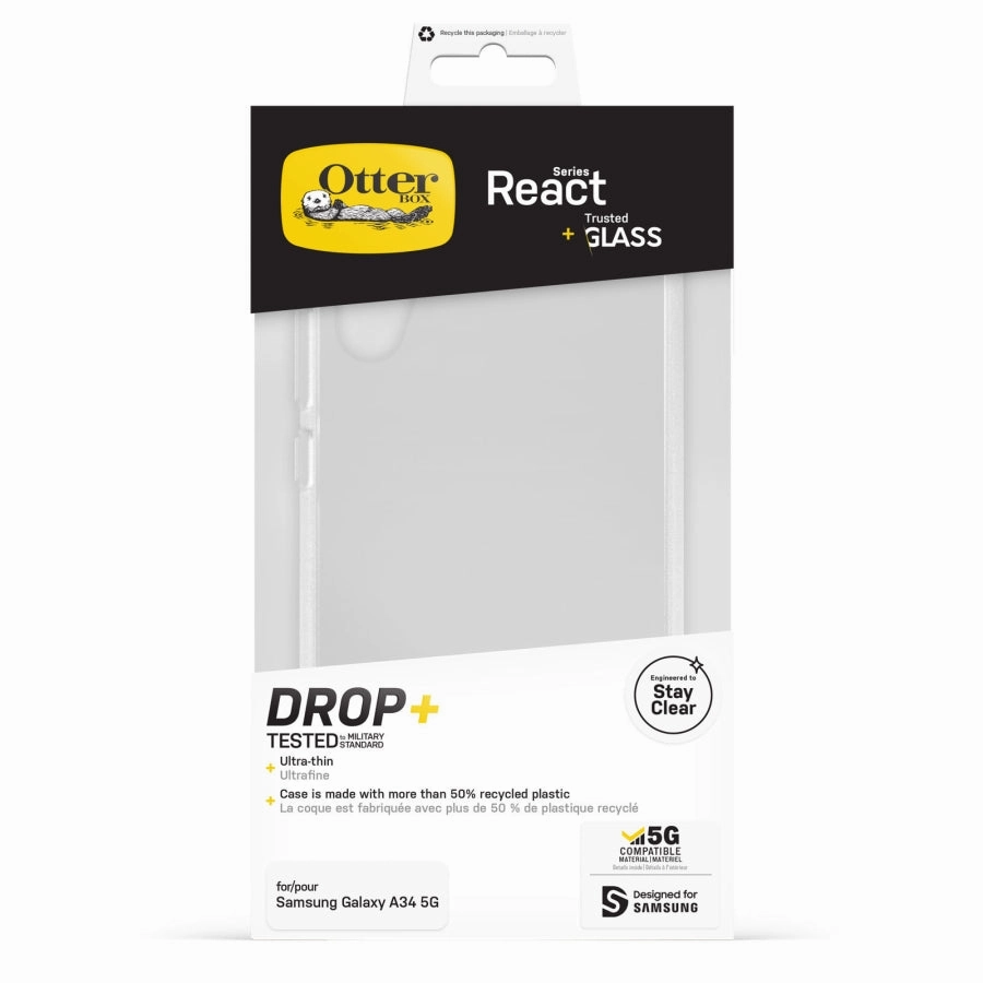Otterbox Case React Series Case Black For Samsung A Series Fingerprint Resistant Coating Smooth Surface
