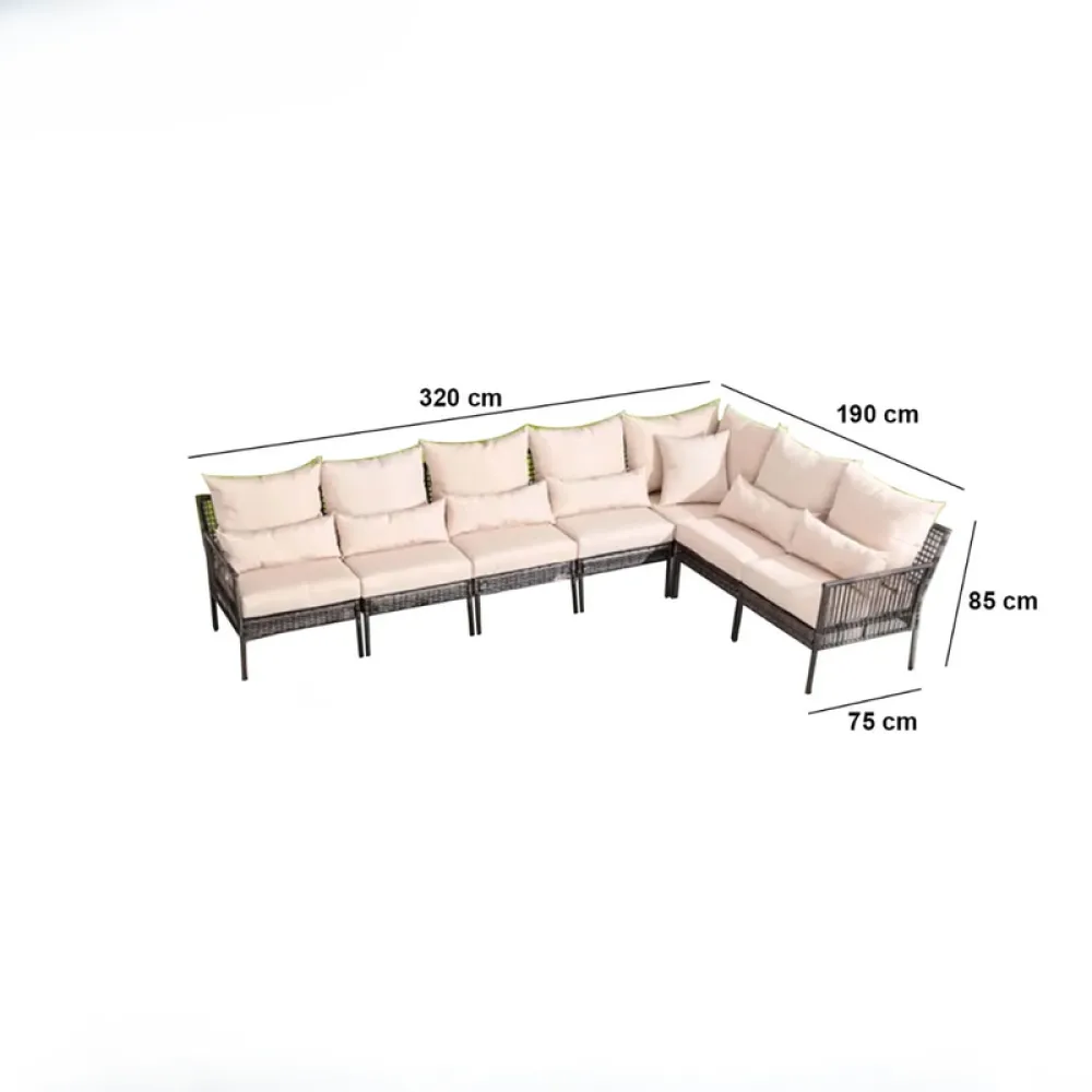Outdoor Corner Seating Set for 10 People from Miden Home OS-280-W