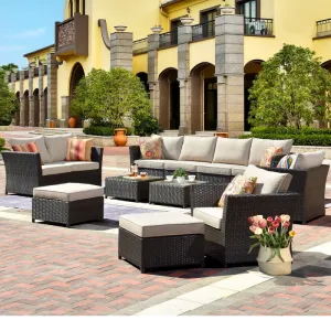 Outdoor Corner Seating Set for 10 People from Miden Home OS-Rt-043-W