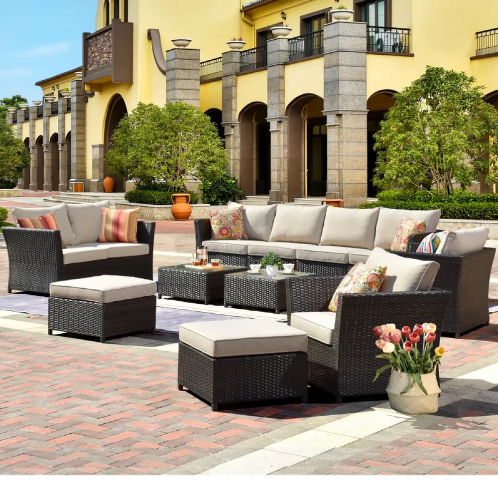 Outdoor Corner Seating Set for 10 People from Miden Home OS-Rt-043-W