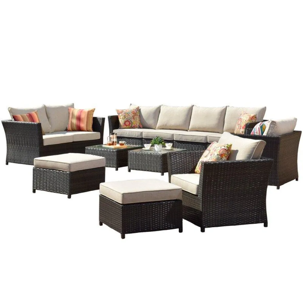 Outdoor Corner Seating Set for 10 People from Miden Home OS-Rt-043-W