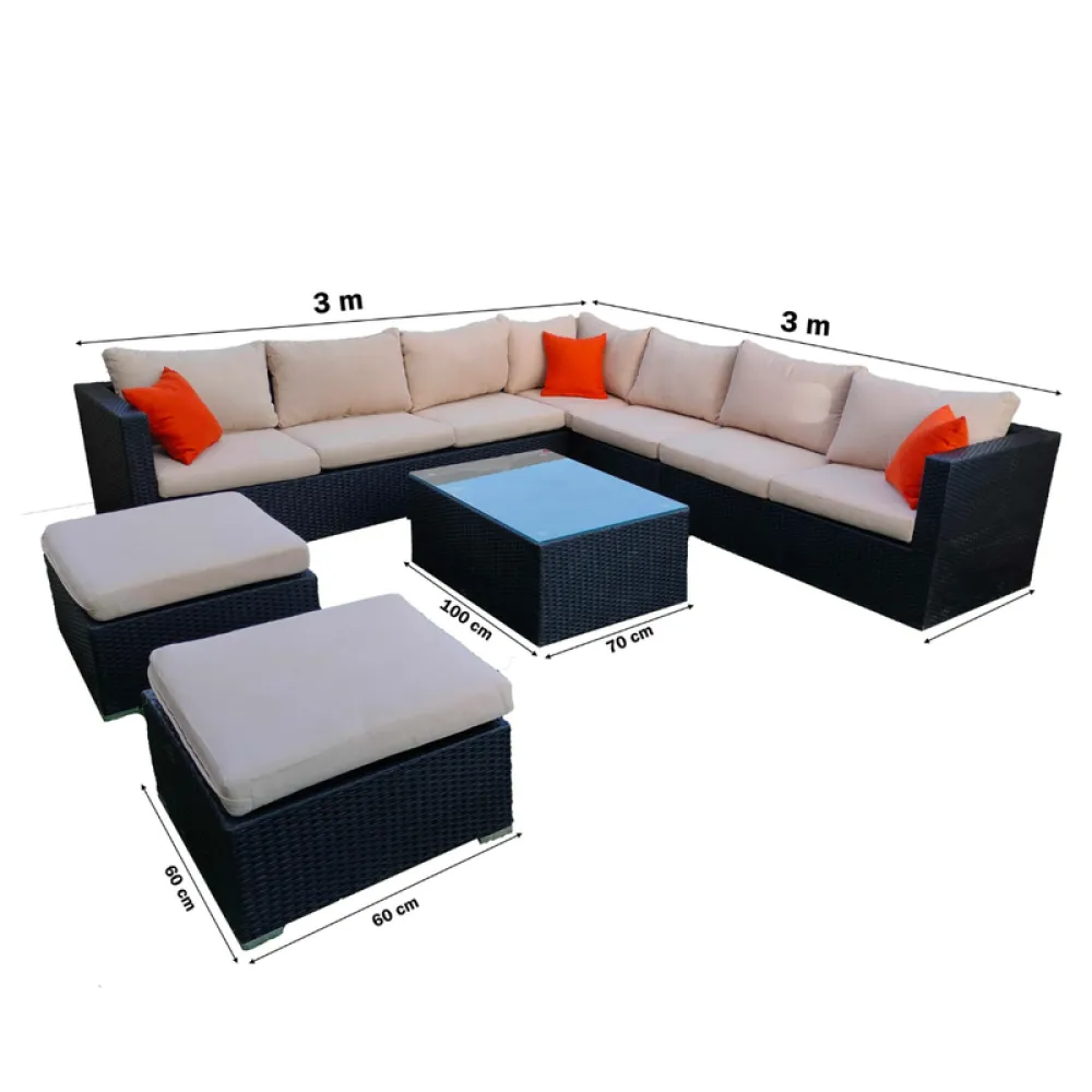 Outdoor Corner Seating Set for 10 People from Miden Home Os-Rt-048-W