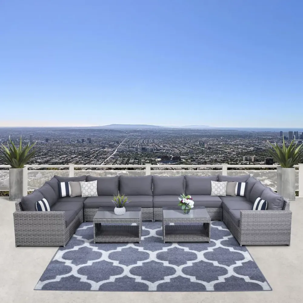 Outdoor Corner Seating Set for 10 People from Miden Home OS-Rt-095-W