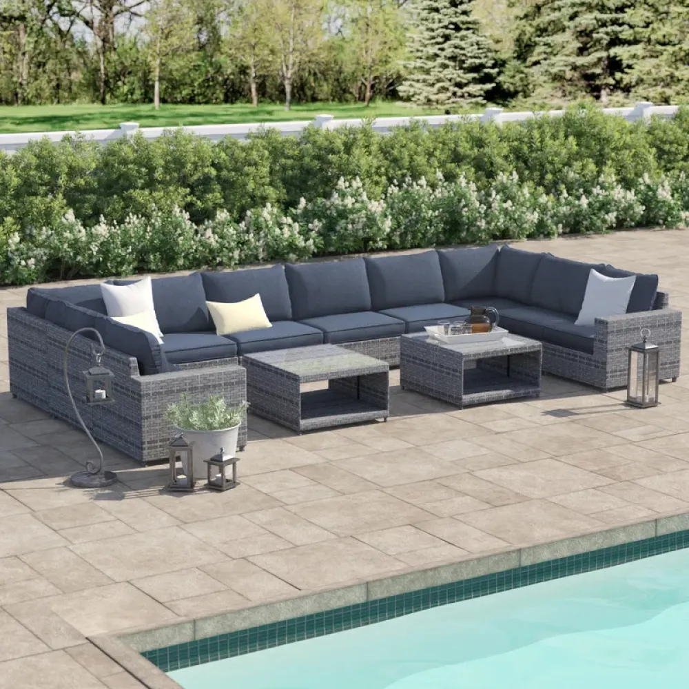 Outdoor Corner Seating Set for 10 People from Miden Home OS-Rt-095-W
