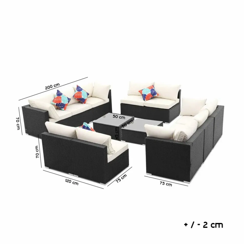 Outdoor Corner Seating Set for 10 People from Miden Home OS-Rt-117-W