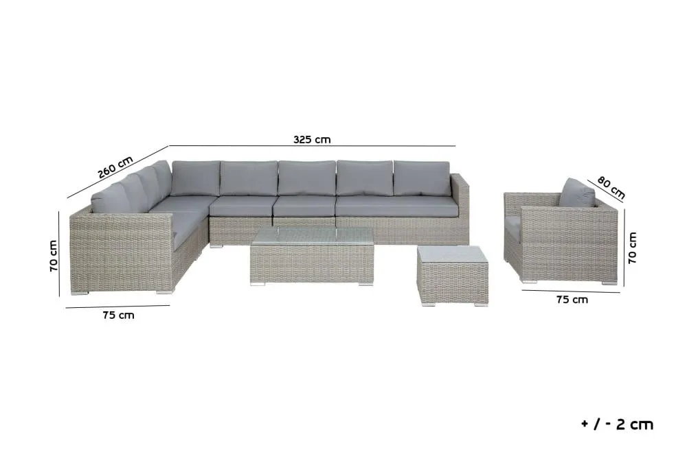 Outdoor Corner Seating Set for 10 People from Miden Home OS-Rt-127-W