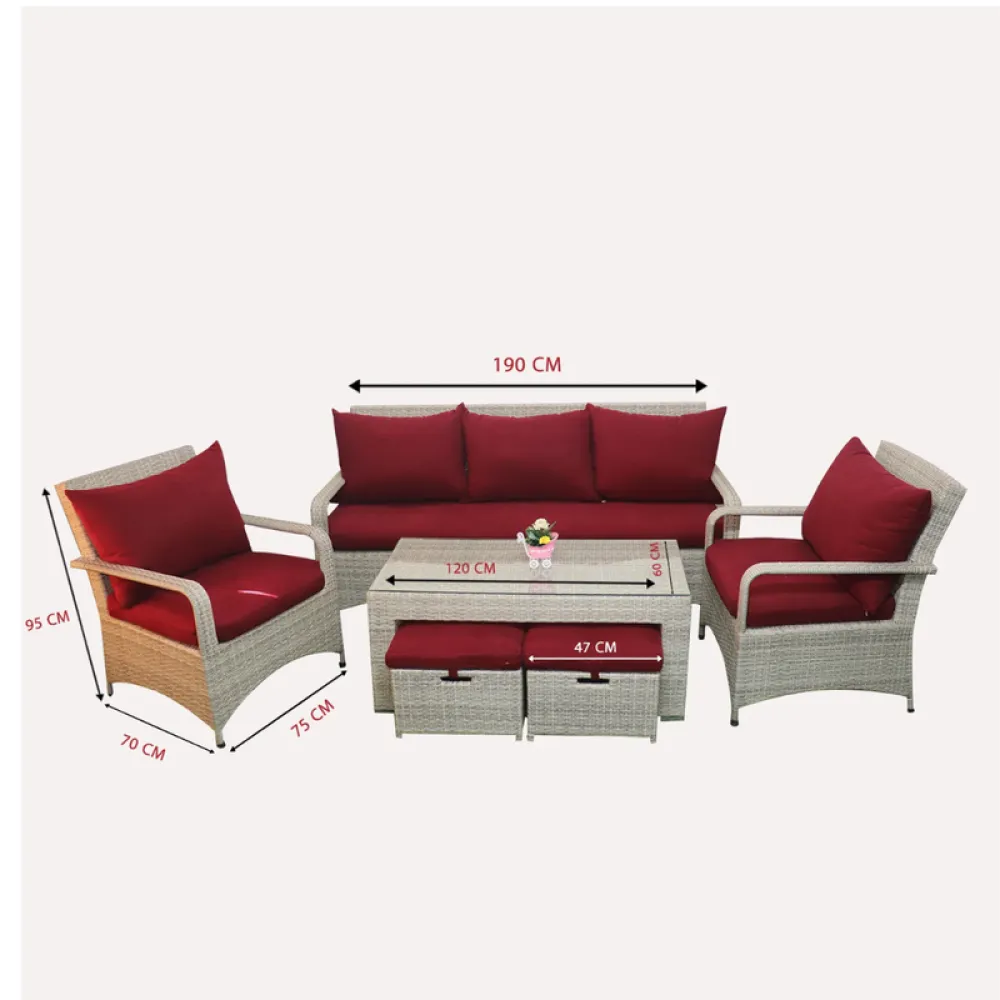 Outdoor Corner Seating Set for 10 People from Miden Home OS-Rt-171-W