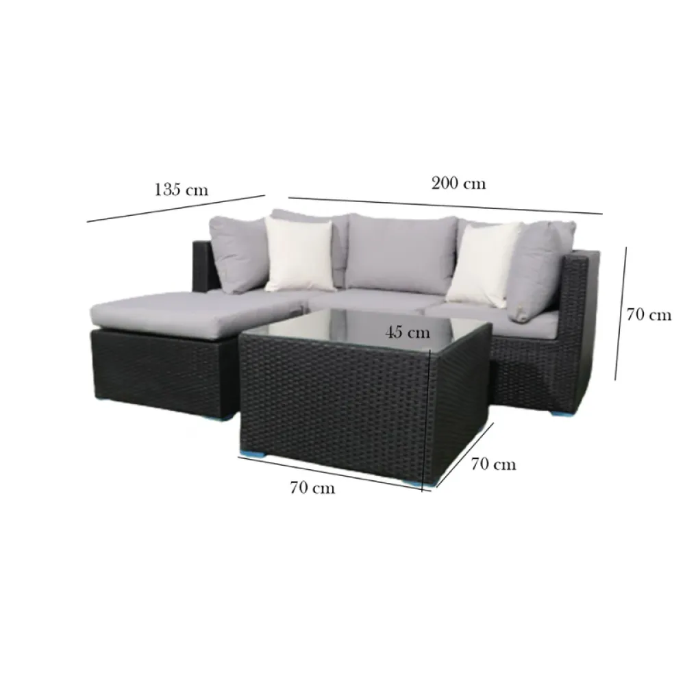 Outdoor Corner Seating Set for 4 People from Miden Home OS-TOK-013-W