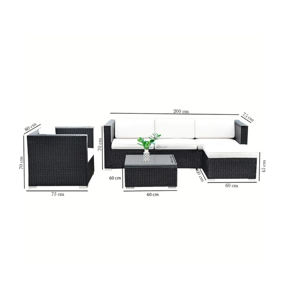 Outdoor Corner Seating Set for 5 People from Miden Home OS-Rt-260-W