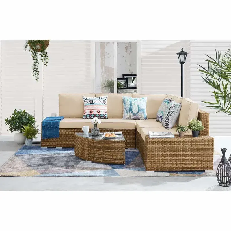 Outdoor Corner Seating Set for 6 People from Miden Home OS-Rt-088-W