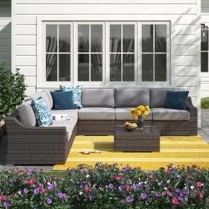 Outdoor Corner Seating Set for 6 People from Miden Home OS-Rt-098-W