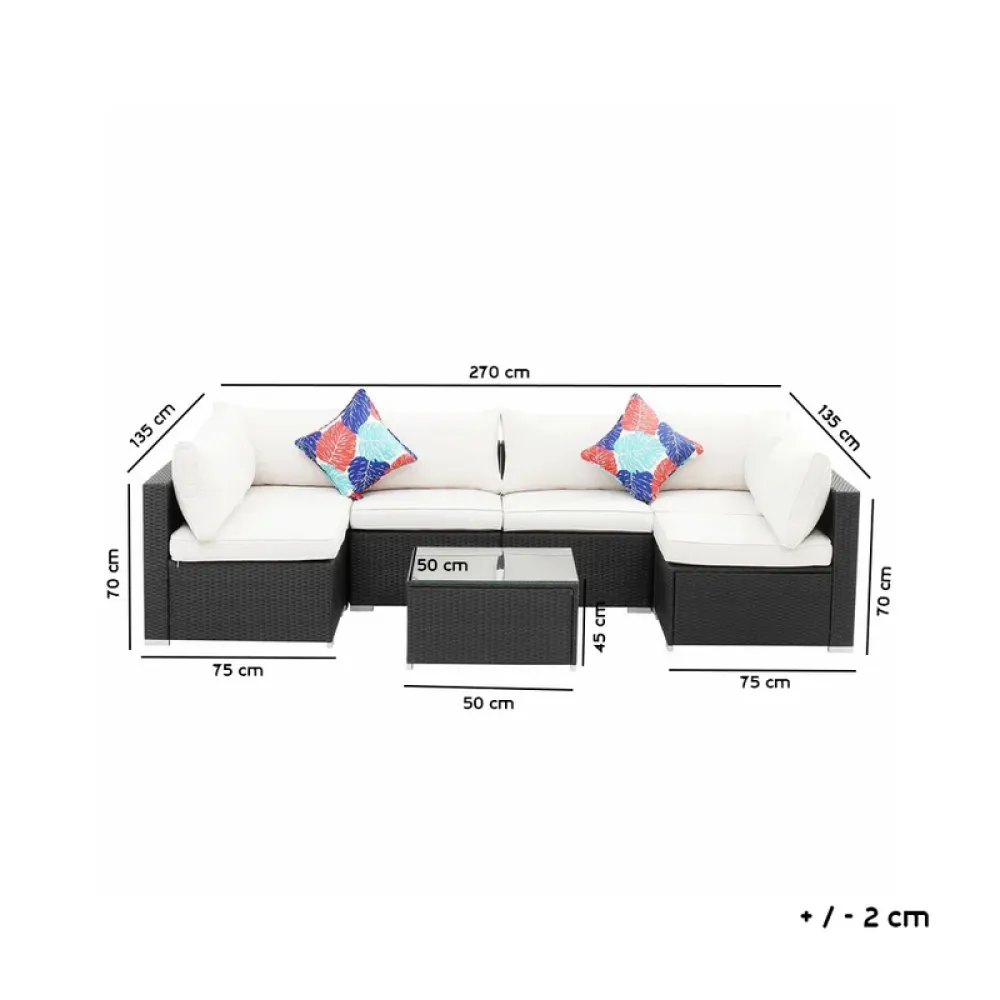 Outdoor Corner Seating Set for 6 People from Miden Home OS-Rt-114-W