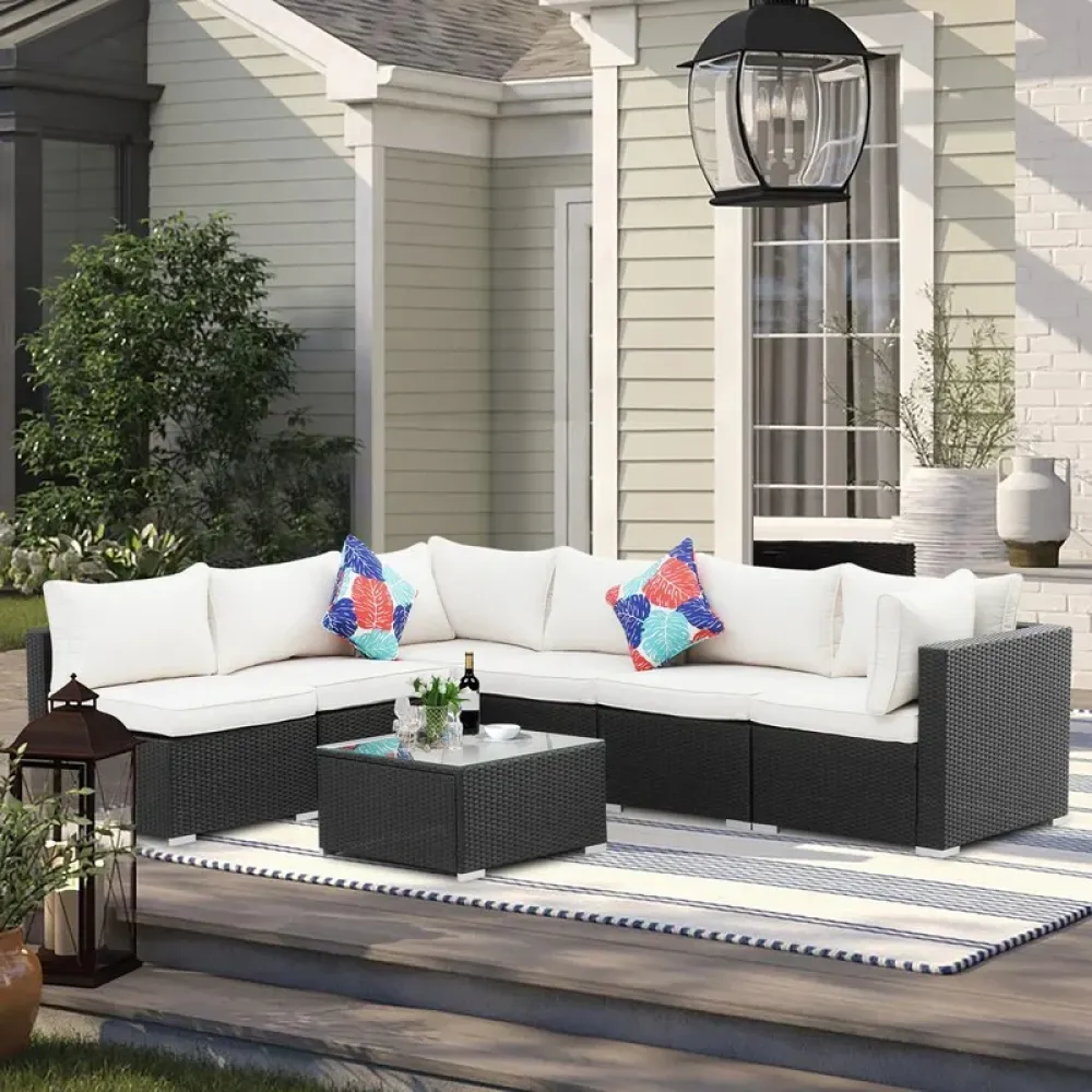 Outdoor Corner Seating Set for 6 People from Miden Home OS-Rt-114-W