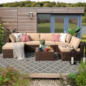 Outdoor Corner Seating Set for 6 People from Miden Home OS-Rt-118-W