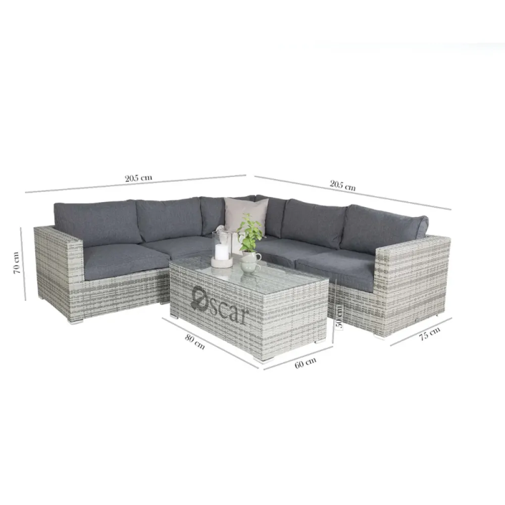 Outdoor Corner Seating Set for 6 People from Miden Home OS-Rt-258-W
