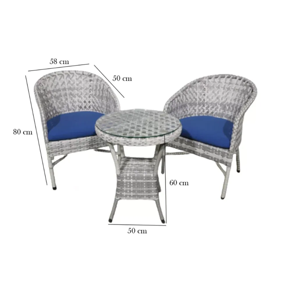 Outdoor Seating Set for 2 People from Miden Home OS-TOK-010-W