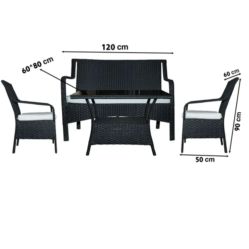 Outdoor Seating Set for 4 People from Miden Home Os-Rt-018-W